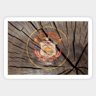 Utah Wood Flag Sticker